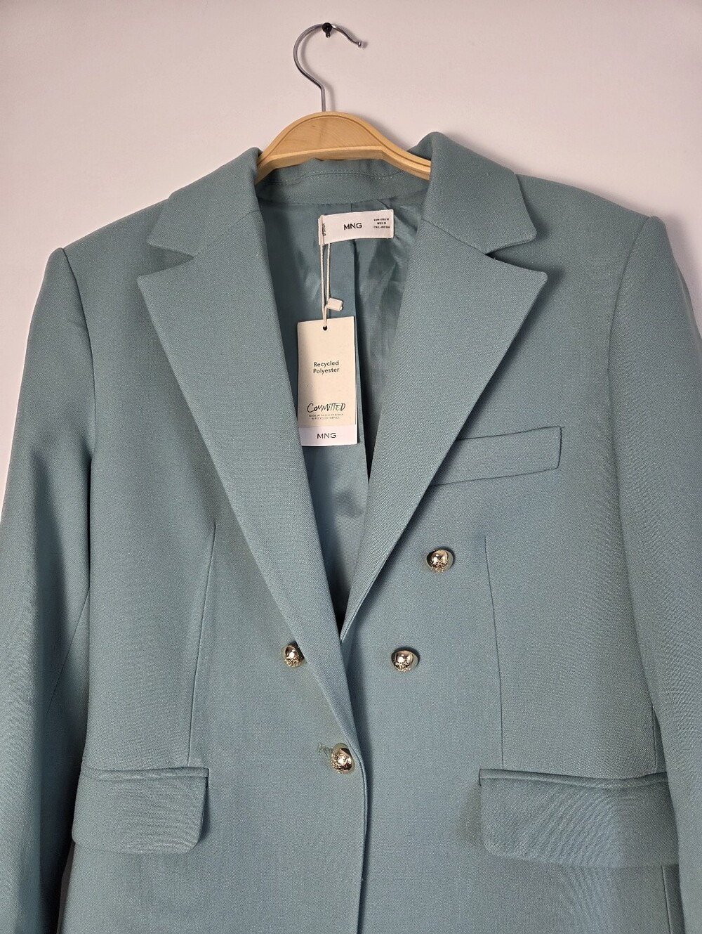 NWT Mango Double-Breasted Mint Green Blazer - Picture 7 of 12